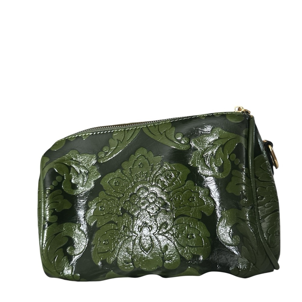 Vintage-Inspired Green Cosmetic Bag with Embossed Design new with 2 guitar strap - Picture 1 of 14